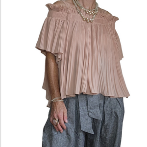 Blouse Pleated Ruffles off shoulder adjustable straps Pink Size S-M ENDLESS ROSE